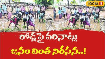 Locals protest by planting trees on the potholed main road at Anantapur District | #local18v