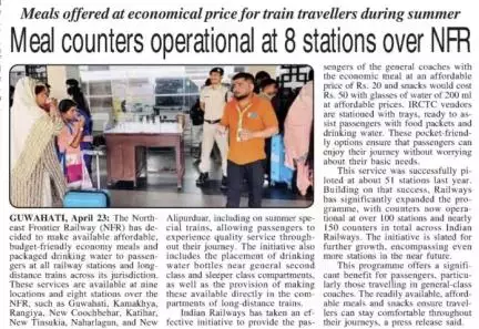 Indian Railways offers meals at economical price for travelers during summer season