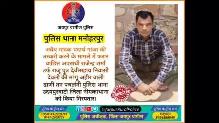 पुलिस थाना मनोहरपुर ने अवैध मादक पदार्थ #गांजा की तस्करी करने के मामले में फरार वांछित अपराधी को किया गिरफ्तार।