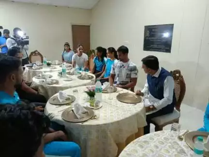 Empowering our champions! 

Dr. Mansukh Mandaviya, Minister for Youth Affairs & Sports, meets with Olympic-bound athletes at Tau Devi Lal Stadium, Panchkula, #Haryana.