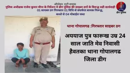01 सायबर ठग गिरफ्तार  01 विधि से संघर्षरत बालक निरूद्ध, कब्जे से 04 मोबाईल जब्त