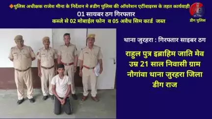 01 सायबर ठग गिरफ्तार, कब्जे से 02 मोबाईल फोन  व 05 अवैध सिम कार्ड  जब्त