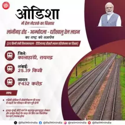 #RailInfra4Odisha
ओडिशा में रेल नेटवर्क का विस्तार
लांजीगड़ रोड - आम्बोदला - दहीखालु रेल लाइन (272 किमी लंबी विजयनगरम - टिटिलागढ़ तीसरी लाइन परियोजना का हिस्सा) का राष्ट्र को समर्पण
#railminindia #AshwiniVaishnaw #RavneetBittu