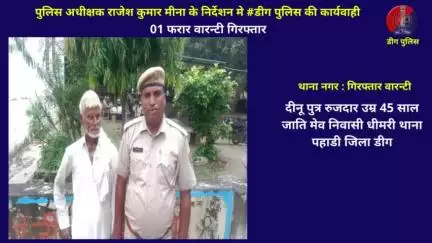 थाना नगर द्वारा  01 फरार वारन्टी गिरफ्तार