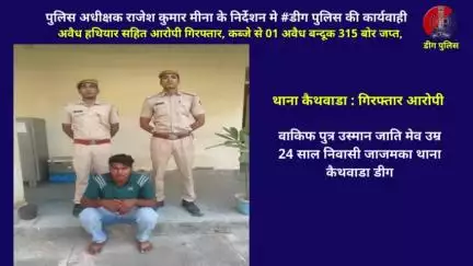 अवैध हथियार सहित आरोपी गिरफ्तार, कब्जे से 01 अवैध बन्‍दूक 315 बोर जप्त
