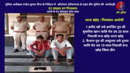 02 साइबर ठग मोबाइल फोन सहित गिरफतार