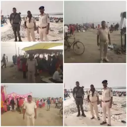 #कार्तिक_पूर्णिमा के अवसर पर गंगा स्नान हेतु आने वाले श्रद्धालुओं  की सुरक्षा के दृष्टिगत आज दिनांक-15.11.24 को कटिहार जिला के सभी गंगा घाटों पर सक्रियता के साथ मौजूद #कटिहार_पुलिस I