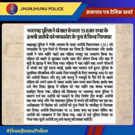 समाचार पत्र दैनिक खबरें #JhunjhunuPolice