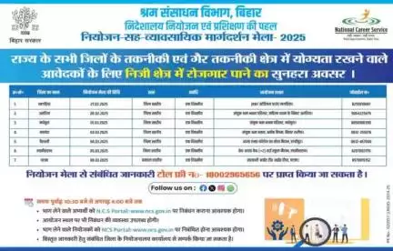 राज्य सरकार द्वारा श्रम संसाधन विभाग, बि.स.के तत्वावधान में तकनीकी एवं गैर–तकनीकी क्षेत्र में योग्यता रखने वाले आवेदकों के लिए निजी क्षेत्र में रोजगार उपलब्ध कराने हेतु पटना जिला में 8 मार्च को गवर्नमेंट आईटीआई, दीघा, पटना मे मेला का आयोजन