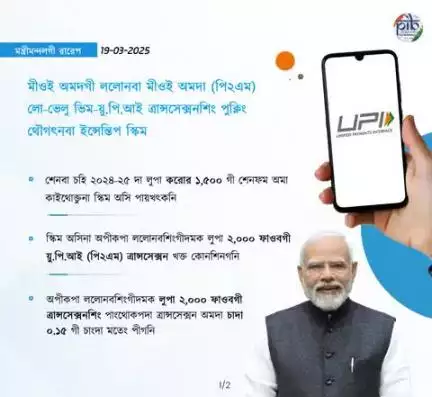 মীওই অমদগী ললোনবা মীওই অমদা (পি২এম) লো-ভেলু ভিম-য়ু.পি.আই ত্রান্সসেক্সনশিং পুক্নিং থৌগৎনবা ইন্সেন্তিপ স্কিম

#CabinetDecisions