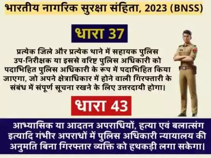 #भारतीय_नागरिक_सुरक्षा_संहिता 2023 की धारा 37 व 43 क्या कहती है, जानें।👇

#नवीन_आपराधिक_कानून
#BNSS