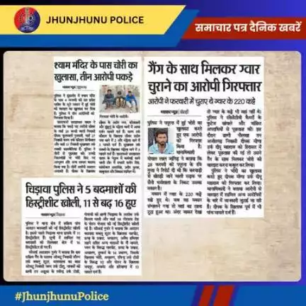 समाचार पत्र दैनिक खबरें #JhunjhunuPolice