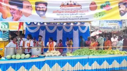 வாலாஜாபாத்: பேருந்து நிலையம் அருகே தமிழக வெற்றி கழகம் சார்பில் தண்ணீர் பந்தல் திறப்பு விழா