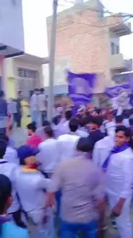 gram palson me aaj 21-04-2025 ko baba sahab dr. bhimrao ambedkar ki prbhat feri nikali gyi