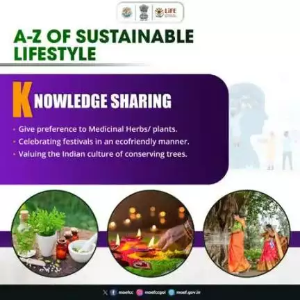 टिकाऊ जीवन शैली का A-Z . 
1.औषधीय जड़ी-बूटियों/पौधों को प्राथमिकता दें। 
2.पर्यावरण अनुकूल तरीके से त्यौहार मनायें। 
3.वृक्षों के संरक्षण की भारतीय संस्कृति को महत्व देें। #ChooseLiFE #MissionLiFE
#moefcc