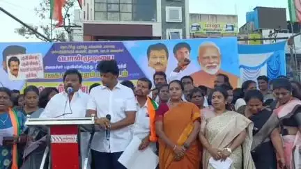 திருக்கோயிலூர்: தவறு செய்யும் அமைச்சரே கட்டிக் காக்கும் மாடல் அரசாக தமிழக அரசு இருப்பதாக திருக்கோவிலூரில் நடைபெற்ற கண்டன ஆர்ப்பாட்டத்தில் வானதி சீனிவாசன் பேச்சு