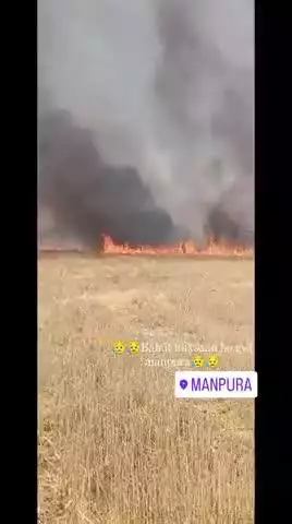 राजनगर . इमिलिया मानपुरा में लगी आग किसानों का हुआ नुकसान