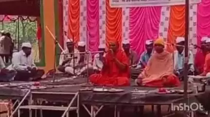 सुरगाणा: पातळी येथे आंतर्राष्ट्रीय महामंडलेश्वर स्वामी रमणगिरी  महाराज यांचे उपस्थितीत हनुमान मुर्ती प्राण प्रतिष्ठा व कलश रोहण