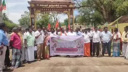கலசபாக்கம்: புதுப்பாளையம் பகுதியில் தரமற்ற சாலை அமைத்த ஒப்பந்ததாரர் மீது நடவடிக்கை எடுக்க பாஜகவினர் ஆர்ப்பாட்டம்