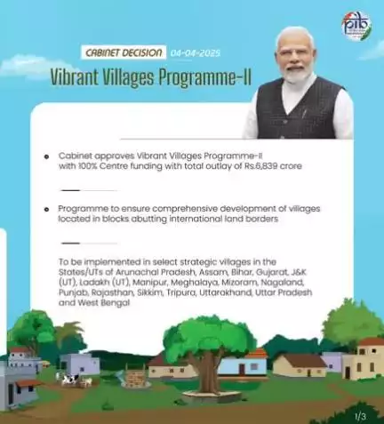 Cabinet approves “Vibrant Villages Programme-II (VVP-II) for financial years 2024-25 to 2028-29

#CabinetDecisions