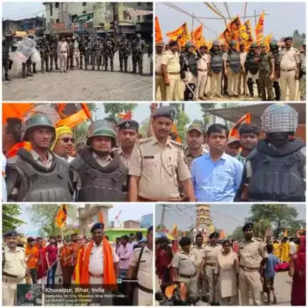 #रामनवमी पर्व को शांतिपूर्ण माहौल में संपन्न कराने हेतु प्रतिबद्ध कटिहार पुलिस!

#रामनवमी पर्व को सुरक्षित एवं शांतिपूर्ण माहौल में संपन्न कराने हेतु कटिहार पुलिस धार्मिक स्थानों एवं प्रत्येक चौक चौराहों पर सक्रियता के साथ मुस्तैद है।