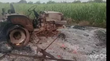 चाकूर: शिवनखेड येथील शेतकऱ्याचा शेतातील चिंचेच्या झाडाखाली उभा केलेल्या ट्रॅक्टर अज्ञाताने जाळला