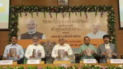 મેંદરડા: ગુજરાતમાં એશિયાટિક સિંહોની સંખ્યા 891 થઈ, સિંહની વસ્તી ગણતરી અને વન્યજીવોના સંરક્ષણ અંગેની પુસ્તિકાનું વિમોચન CMએ કર્યુ