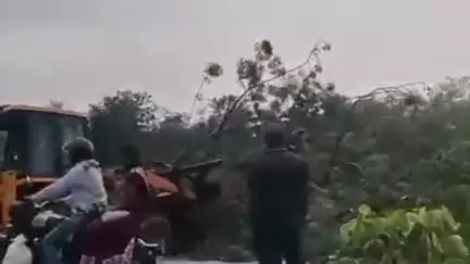 गोमिया: आंधी और बारिश से पेड़ गिरने पर गोमिया-हजारीबाग मार्ग जाम