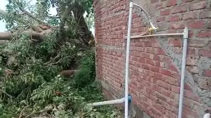 airwa pachele ke raghunath pur road par Karan Singh ke ghar par pehd girne se chajja or bahundari Tut gahi