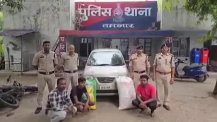 तमनार: तमनार पुलिस ने सेंट्रो कार में 37 किलो गांजा तस्करी कर रहे तीन तस्करों पर की कार्रवाई