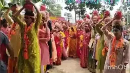 चौथम: रामध्वनि महायज्ञ के लिए भव्य कलश शोभायात्रा निकाली गई