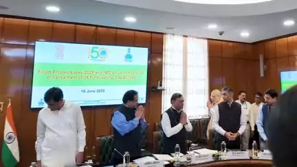 Home Minister chairs a high-level meeting to review the preparedness of flood management in the country in Delhi.