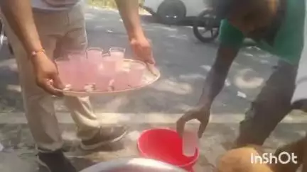 धामपुर: नहटौर के कोतवाली देहात मार्ग पर हनुमान धाम मंदिर पर चिलचिलाती गर्मी से राहत के लिए छबील लगाकर शरबत बांटा गया
