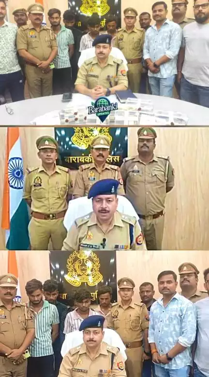 बाराबंकी पुलिस ने लूट की दो घटनाओं का खुलासा कर पांच अभियुक्तों (सुमित वर्मा, अभिषेक ठाकुर, नितिन यादव, हिमाचल चौहान, सुदेश यादव) #barabankiupdates #lucknow