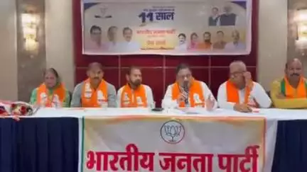 लाडपुरा: मोदी सरकार के 11 वर्ष पूरा होने पर राष्ट्रीय महासचिव राधा मोहन अग्रवाल ने छावनी निजी होटल में की प्रेस वार्ता