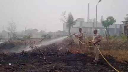 अम्ब: ठठल में एक उद्योग के समीप बेला में सरकंडों में लगी आग, बड़ा हादसा टला