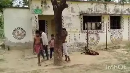 लखीमपुर: सलेमपुर कोन गांव में बना जनऔषधि केंद्र चारागाह बना, डॉक्टर नदारद, बकरियां बंधी और बच्चे खेलते हुए कैमरे में कैद