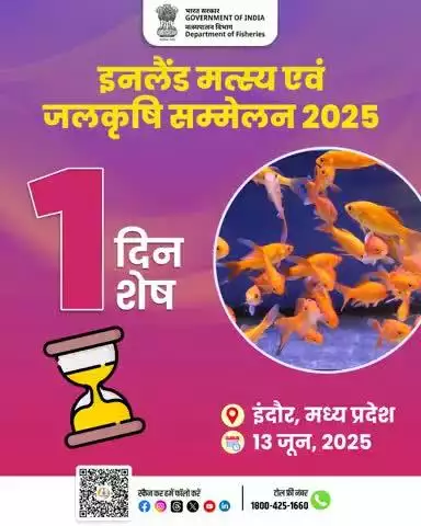 केवल 1 दिन शेष। 
मत्स्य पालन विभाग द्वारा आयोजित इनलैंड मत्स्य और जलकृषि सम्मेलन 2025 कल इंदौर में।
यह पहल समावेशी विकास की दिशा में एक अहम कदम।
#PMMSY #BlueRevolution #FisheriesIndia #DoFIndia