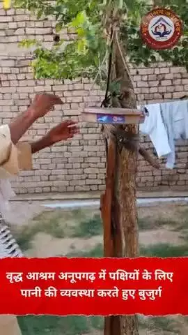वृद्धआश्रम अनूपगढ़ में रह रहे देवतुल्य वृद्धजन पक्षीयों के लिए पानी भरते है रोजाना।
