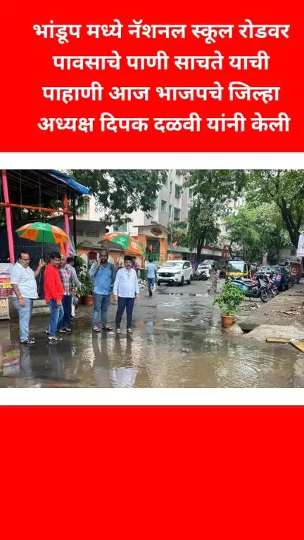 भांडूपमध्ये नॅशनल स्कूल रोडवर साचते पावसाचे पाणी, भाजपचे जिल्हा अध्यक्ष दिपक दळवी यांनी केली पाहणी