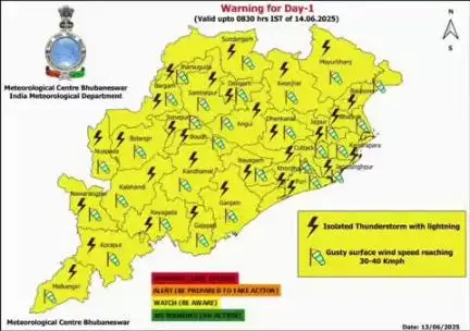 ନୂଆପଡା: କାଳ ବୈଶାଖୀକୁ ଦୃଷ୍ଟିରେ ରଖି ଆସନ୍ତାକାଲି ସକାଳ ୮.୩୦ ଯାଏଁ ଜିଲ୍ଲାକୁ ୟେଲୋ ଆଲର୍ଟ ଜାରି କଲା ପାଣିପାଗ ବିଭାଗ