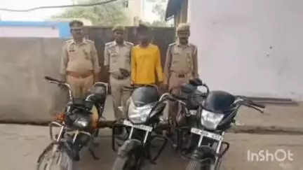 सिकंदराराऊ: थाना हसायन पुलिस ने 1 शातिर वाहन चोर को किया गिरफ्तार, कब्जे से चोरी की 3 मोटरसाइकिलें बरामद