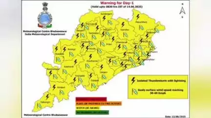 ଜଗତସିଂହପୁର: ଜିଲ୍ଲାରେ ପ୍ରବଳ ପବନ ସହ ବିଜୁଳି ଓ ଘଡଘଡିକୁ ଦୃଷ୍ଟିରେ ରଖି ଜିଲ୍ଲାକୁ ୟେଲୋ ଆଲର୍ଟ ଜାରି