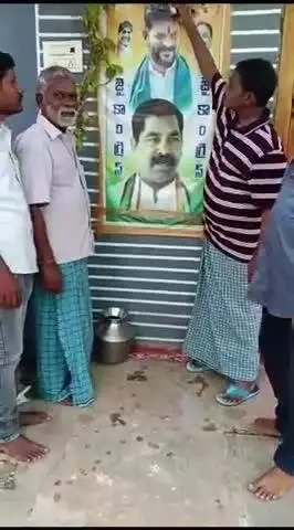 సీఎం రేవంత్ రెడ్డి ఎమ్మెల్యే నాగరాజు చిత్రపటాలకు పాలాభిషేకం చేసిన నల్లబెల్లికి చెందిన మల్యాల దేవేందర్