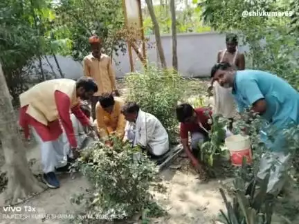 एक पेड़ मां के नाम अभियान में किसान नेता देवस्वरूप पटेल ने दौलतपुर हीरा स्कूल में किया वृक्षारोपण।