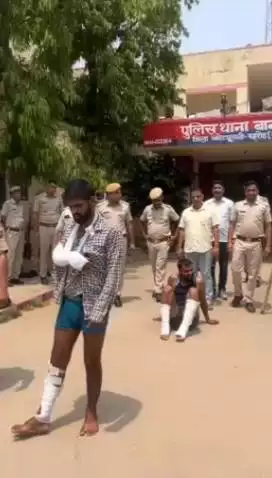 बानसूर: बूटेरी टोल प्लाजा के पास फायरिंग करने वाले आरोपियों का बानसूर पुलिस ने निकाला जुलूस