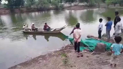 बड़वानी: सजवानी के तालाब में मगरमच्छ को पकड़ने के लिए वन विभाग ने मुर्गी कैद कर पिंजरा रखा, मगरमच्छ अभी भी पकड़ से बाहर