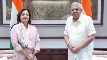नागौर: BJP की प्रदेश उपाध्यक्ष एवं नागौर की पूर्व सांसद ज्योति मिर्धा ने उप राष्ट्रपति धनकड़ से की मुलाकात