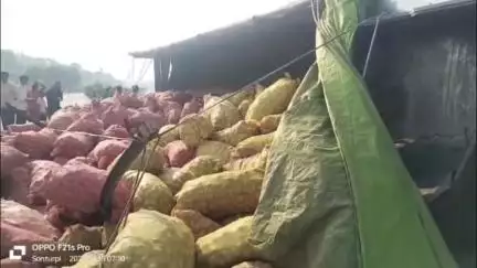 बगोदर: जीटी रोड गैडा के पास आलू से लदा ट्रक पलटा, कोई हताहत नहीं