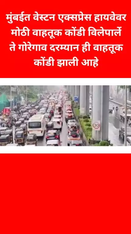 मुंबईत वेस्टन एक्सप्रेस हायवेवर मोठी वाहतूक कोंडी 
विलेपार्ले ते गोरेगाव दरम्यान ही वाहतूक कोंडी झाली 
आहे